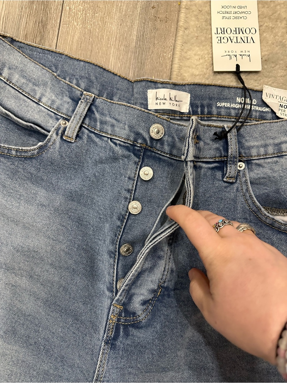 Nicole Miller high rise button jeans
